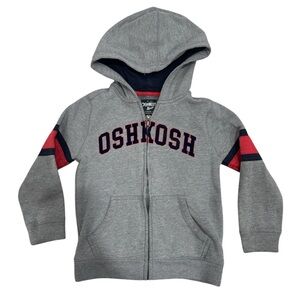 Osh Kosh B'gosh Full Zip Toddler Hoodie Jacket w/Pockets Size 7 - Gray/Red